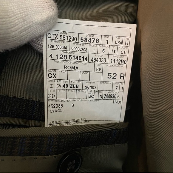 Ermenegildo‎ Zegna Men's Wool Jacket Blazer Grey Plaid Italy 2 Button 52R Flaws - Picture 14 of 16